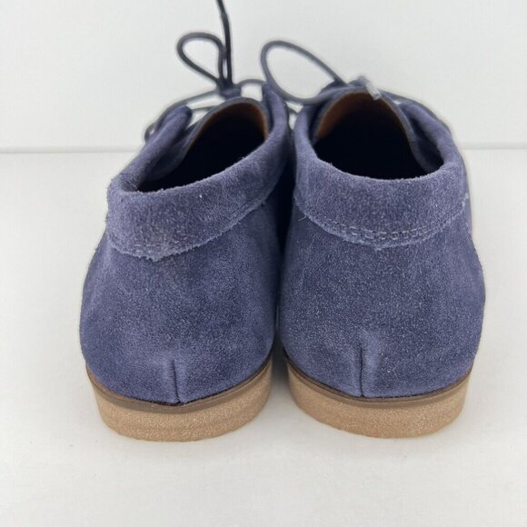 Lucky Brand Blue Suede Leather Chukka Boots Womens Size 5.5 Lace-Up Wedge Shoes - Picture 4 of 9